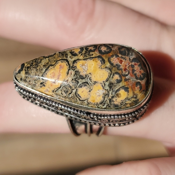 New Leopard Skin Jasper 925 Silver Ring. - Picture 4 of 12
